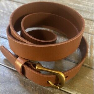 Women's Brown Leather Belt 1X/2X Flat Strap 25mm Loop By EAC new MSRP 58